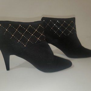Black rhinestone booties
